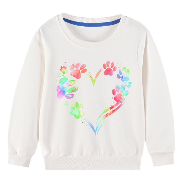 Zwiiyzr 2025 2-10Y Toddler Child Fall and Winter Pullover Tops Middle Big Girls Solid Color Long Sleeve Sweatshirt White