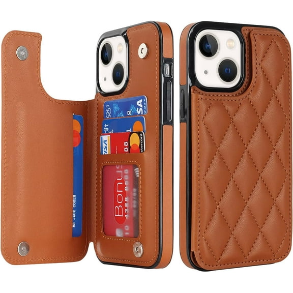 MYKOMI for iPhone 15 Case Wallet 6.1 Inch with Card Holder Premium Soft PU Leather Magnetic Clasp, Shockproof Stylish Protective Cover for iPhone 15