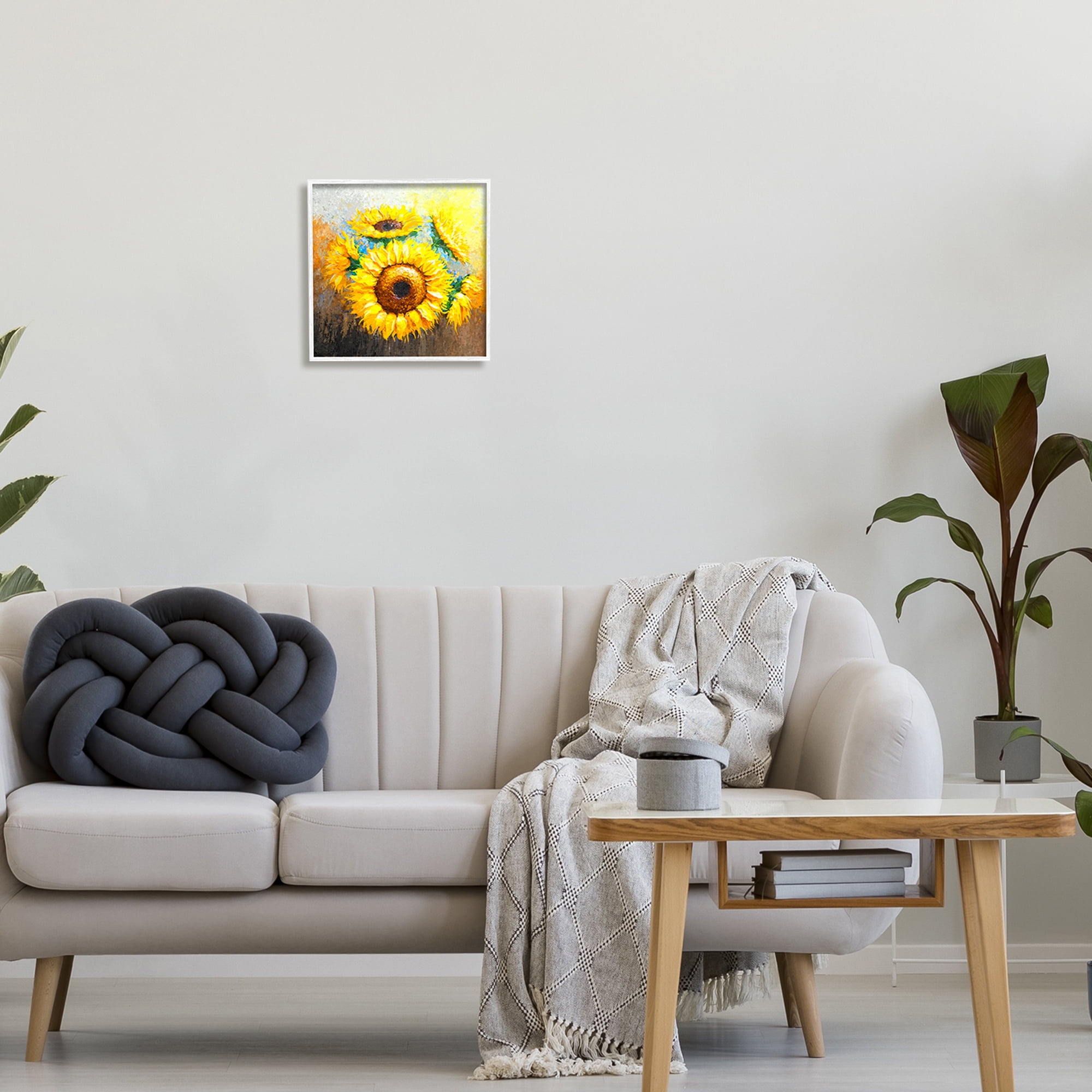 Stupell Vivid Yellow Sunflowers Impressionist Style Botanical & Floral Painting White Framed Art Print Wall Art