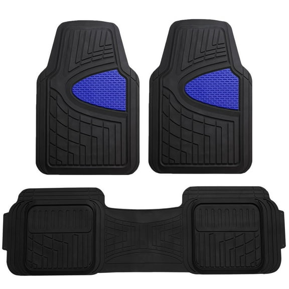 FH Group Premium Floor Mats Tall Channel Trimmable Rubber Mats - 3Pcs Full Set