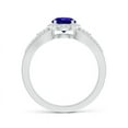 thumbnail image 2 of ANGARA Natural Split Shank Round Tanzanite Halo Ring with Cluster Diamonds in 14K White Gold for Women (Size-6mm) | December Birthstone, Anniversary, Jewelry Gift for Women | Natural Tanzanite Ring, 2 of 7
