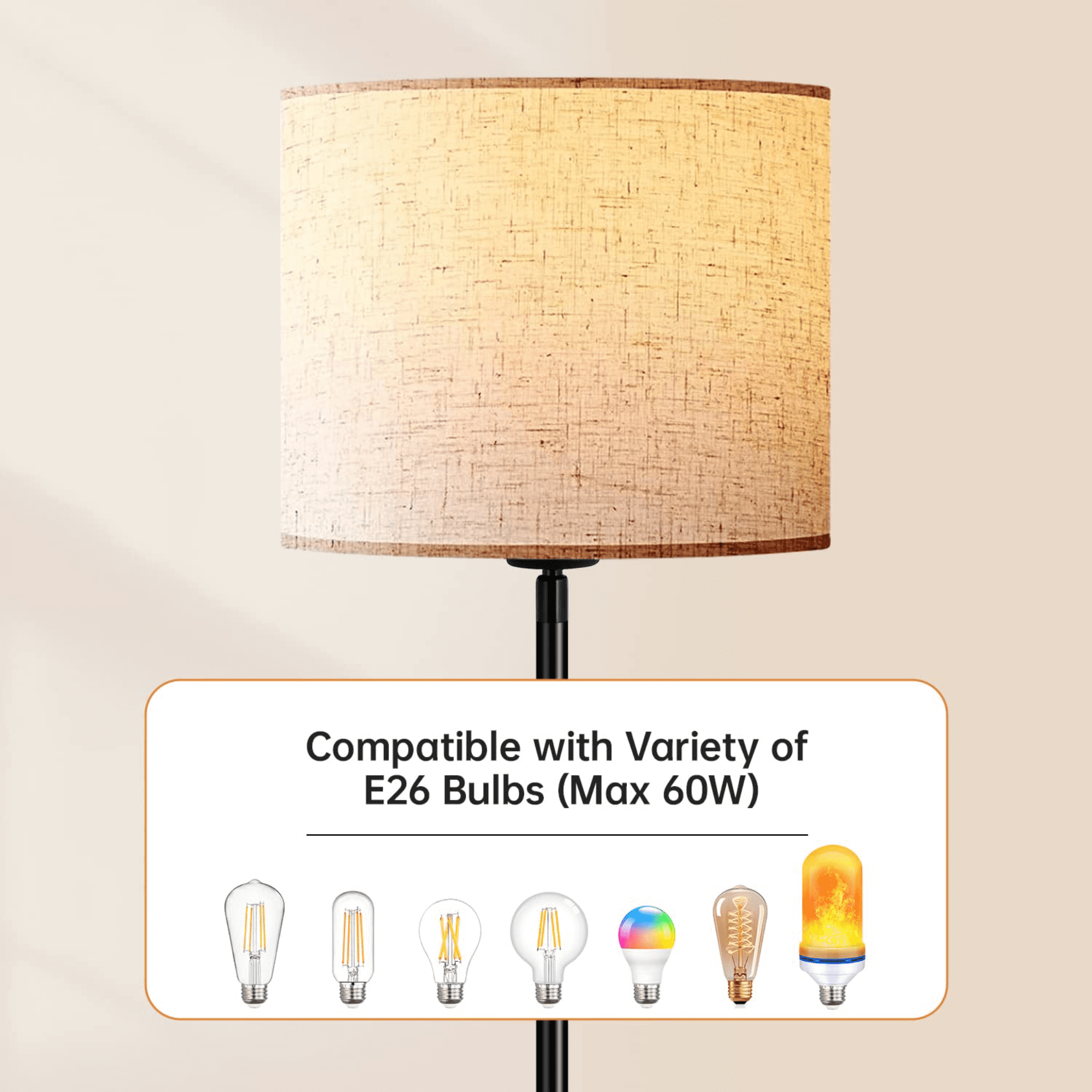 HadinEEon Floor Lamp for Living Room, Modern Standing Lamp Tall with Pull Chain Switch
