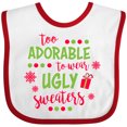 thumbnail image 3 of Inktastic Too Adorable to Wear Ugly Sweaters Boys or Girls Baby Bib, 3 of 4