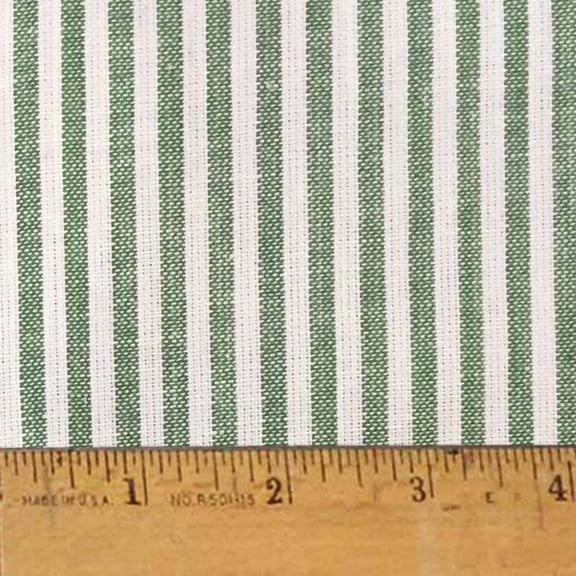 JCS Perfect Green White Stripe Homespun Cotton Fabric Sold by the Yard