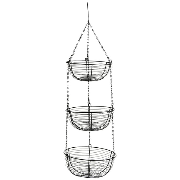 Cesta de almacenamiento colgante de hierro de 3 veles, moderno orgazador resistente para verduras, hogar, cocina, comedor, Sunnimix canasta de frutas