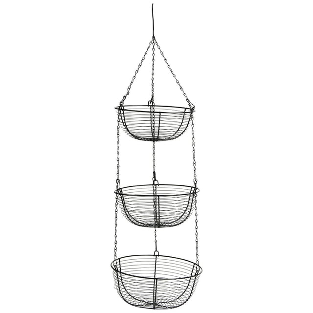 Cesta de almacenamiento colgante de hierro de 3 veles, moderno orgazador resistente para verduras, hogar, cocina, comedor, Sunnimix canasta de frutas