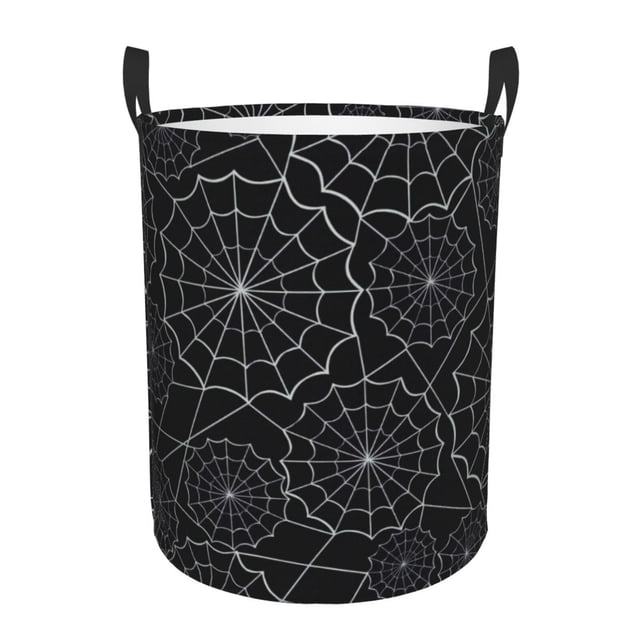 Fotbe Spider Web Black Cesto de Ropa con Asas, Cesto Impermeable de Gran Capacidad, Bolsa de Lavado para Dormitorio, Cesto de Ropa con Ruedas y Asas-Small