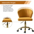 thumbnail image 3 of TINA'S HOME Office Desk Chairs with Wheels & Gold Base, Modern Velvet Cute Armless Office Chair, Adjustable Low Back Swivel Rolling Chair, Upholstered Task Chair for Living Room Vanity Study-MUSTARD, 3 of 14