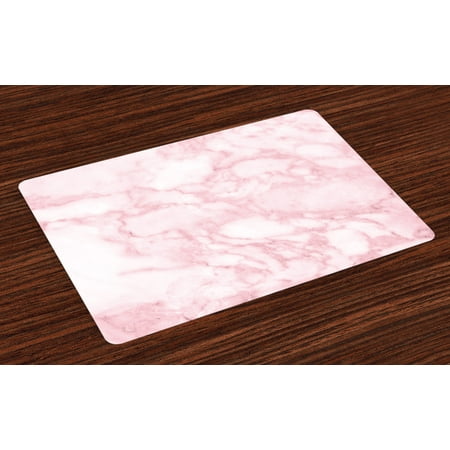 Marble Placemats Set of 4 Soft Granite Texture Old Fashion Space Stone Abstract Macro Scratches Girls Image, Washable Fabric Place Mats for Dining Room Kitchen Table Decor,Pale Pink, by