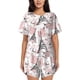 thumbnail image 1 of Fotbe Paris Conjunto de Pijama Estampado para Mujer, 2 Piezas, Ropa de Dormir con Camiseta de Manga Corta y Shorts Suaves-Large, 1 of 6