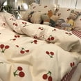 thumbnail image 1 of Ensembles de Literie Simples à Cerises Rouges Housse de Couette à Fleurs Nordiques Taille Simple Double Linge de Lit Housse de Couette pour Filles Adultes Déco Textile de Maison, 1 of 7