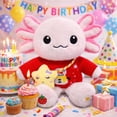 thumbnail image 3 of Peluche de ajolote，ajolote peluche 33 cm con ropa y 1 accesorio — set de 1 look (bolsita o bufanda), ajolote juguete suave y lavable, regalo para niñas y niños, 3 of 5