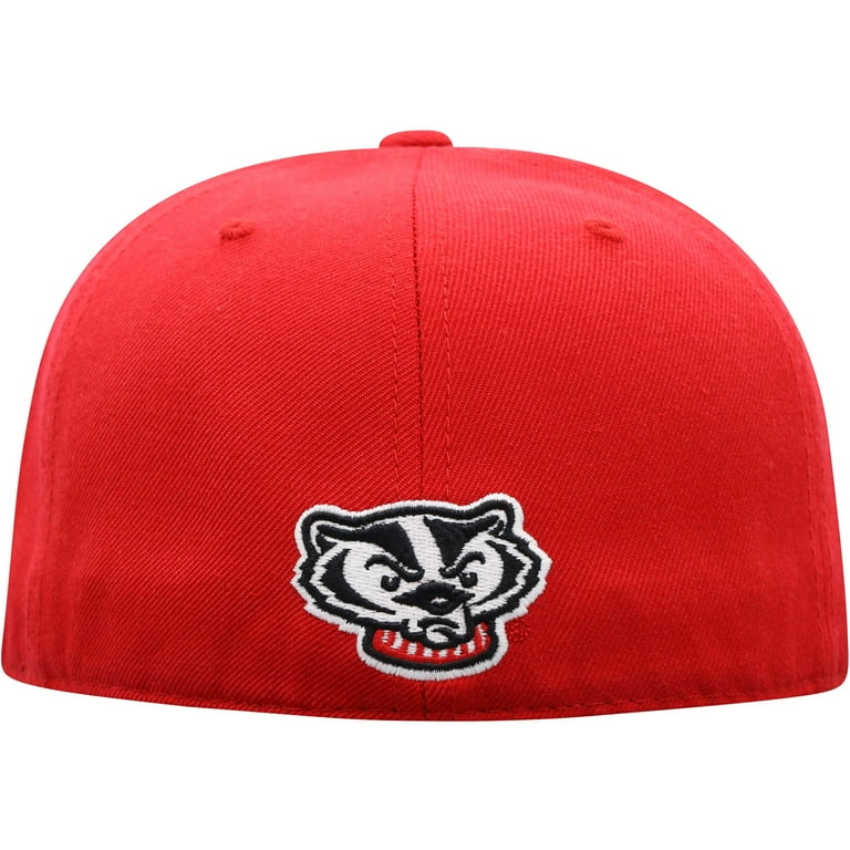 Men s Top of the World Red Wisconsin Badgers Team Color Fitted Hat