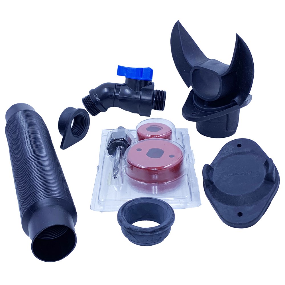 Round Downspout Rain Barrel Kit 3 and 4 " Diverter, Winter Cover, Hose