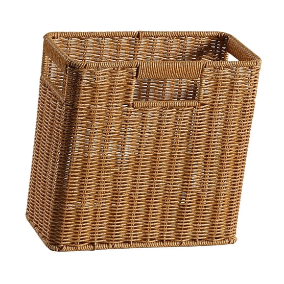 Cesta tejida para periódicos, multifuncional, con asas, rectangular, para organizar el almacenamiento, ideal para el hogar, el dormitorio y la 30 cm x 14 cm x 29 cm