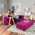 thumbnail image 5 of Jaxx Zipline Big Kids Modular Sofa & Ottoman, 3 in 1 Fold Out Sofa Furniture Set, Microsuede Fuchsia, 5 of 9