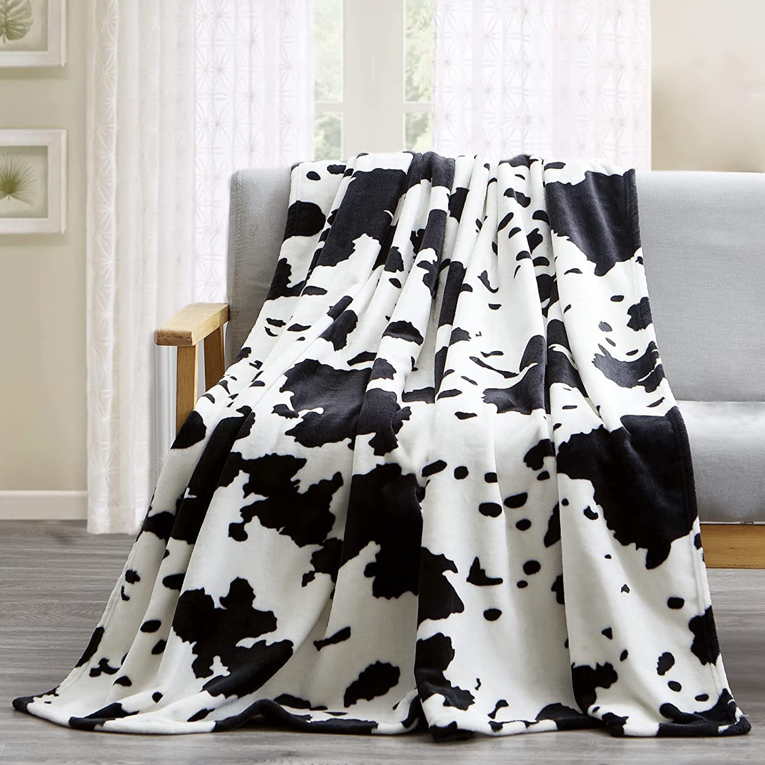 GDAKE Brown Cow Print Blanket Soft Flannel Throw Blanket for Sofa