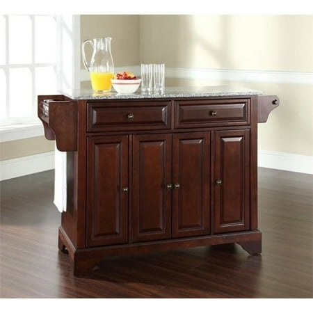 - Bowery Hill Solid Granite Top Kitchen Island in Mahogany