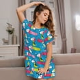 thumbnail image 3 of Pofeuu Color Dachshund Dog Print Women's Loose Fit Short Sleeve Nightgown, Comfortable Sleep Dress for Women, Casual Lounge Sleepwear, Soft Cotton Sleep Dress, 3 of 6