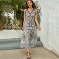 thumbnail image 3 of Beige And Blue Dvin Womens Night Club Maxi Dress V Neck Sleeveless Bohemia Long Dresses, 3 of 9