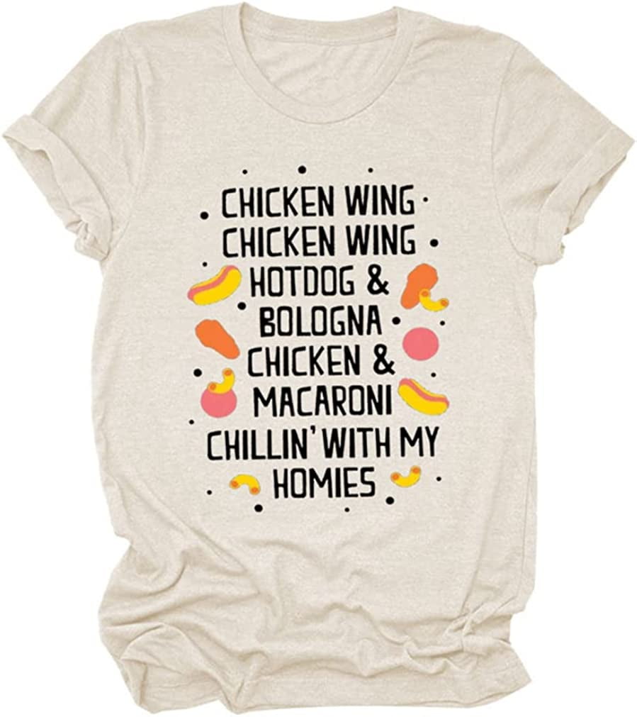 Women Chicken Wing Chicken Wing Funny Song Lyrics T Shirt Cute Graphic Tees  Short Sleeve Top Tees Beige X-Large 