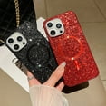 thumbnail image 2 of ShellTech for iPhone 16 Pro PC+TPU Case,[Compatible with MagSafe] Crystal Diamond Glitter Bling Sparkly Soft Shockproof Cover for Women Girls Phone Case,Red, 2 of 10