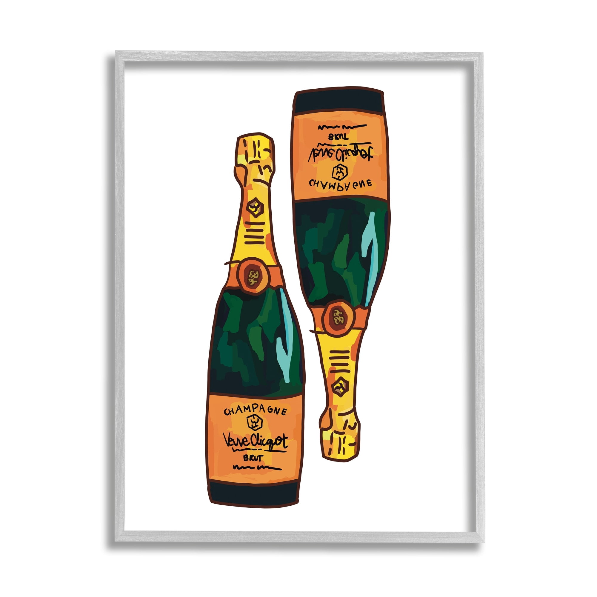 Stupell Industries Fancy Champagne Bottles Pair Kitchen Bar Design Graphic Art Gray Framed Art Print Wall Art, Design by Amelia Noyes