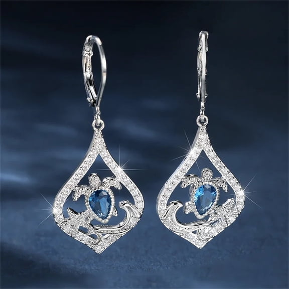 YYKihy 2024 Ne Tyle Sea Blue Water Drop Turtle Earrings Personality Versatile Earrings For Gi Ft