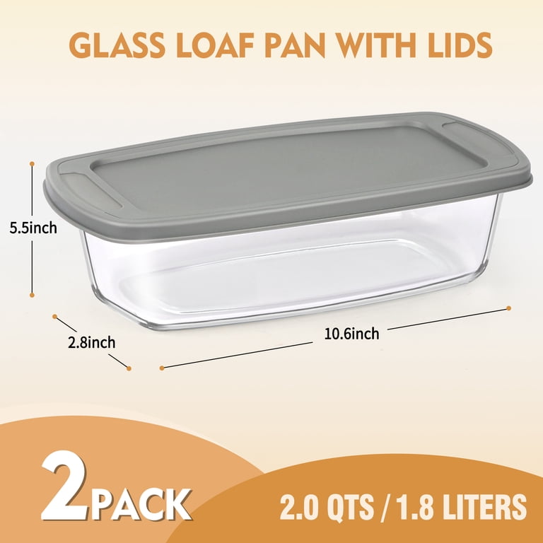 TAIMASI Glass Loaf Pan Set 2-Pack with Lids photo 2