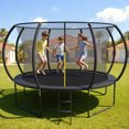 thumbnail image 3 of Marknig 10FT 12FT 14FT Trampoline with Safety Enclosure Net and Ladder for Kids and Adults, Outdoor Round Trampoline with Spring Padding, 330-450LBS Weight Capacity(Black), 3 of 7