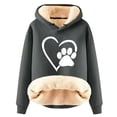 thumbnail image 2 of Womens Heart Print Hoodies Plus Size Warm Fleece Lined Sherpa Pullover Funny Y2k Sweater Long Sleeve Hooded Tops,Fleece Hoodies for Women Pullover, 2 of 5