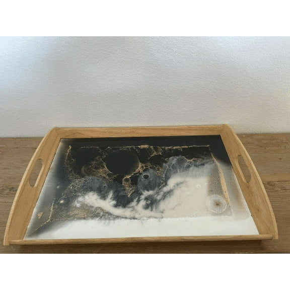 Rectangular Resin Epoxy Wood Frame Serving Tray Hand made