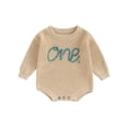 thumbnail image 1 of Faithtur Bébé Tricot Combinaison Lettre Brodé Manches Longues Col Rond Robe d'Hiver d'Automne, 1 of 9