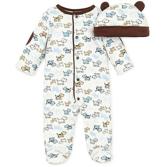 Little Me Baby Boy Newborn Cute Puppies Footie, White Print, Preemie