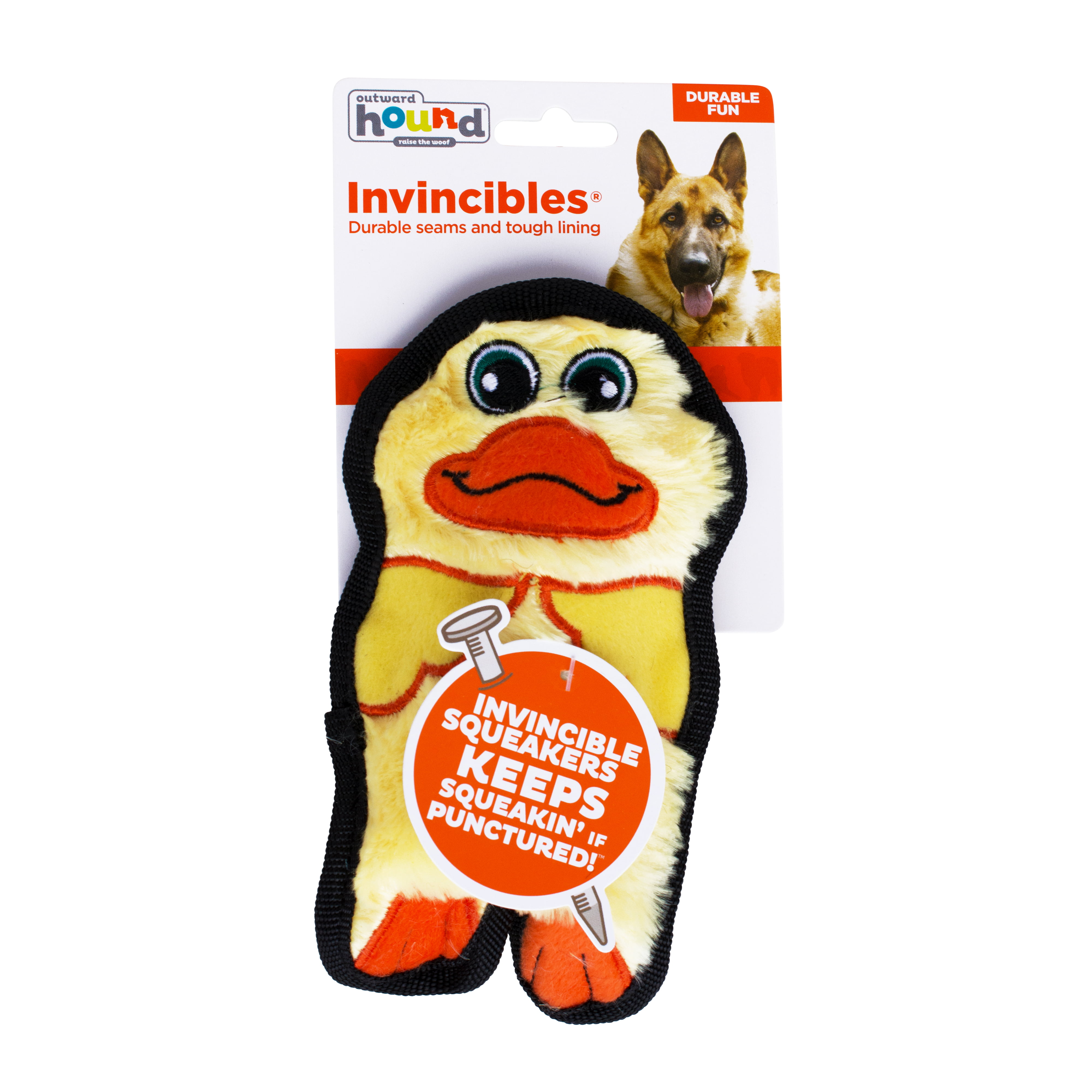 Outward Hound Invincibles Mini Duck Plush Dog Toy, Yellow, XS 