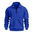 thumbnail image 7 of Zimjoy Men's Quarter Zip Pullover Mock Neck Long Sleeve 1/4 Zipper Pullover Casual Blue Zip Up Hoodie Lightweight Fall Mens Shirts, Royal Blue XL, 7 of 7