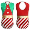 thumbnail image 5 of CHICTRY Kids Girls Santa Elf Ballet Dance Gymnastics Leotards Sequins Stripes Christmas Dancewear Red 12, 5 of 7