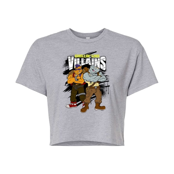 Teenage Mutant Ninja Turtles - Chillin Like Villains - Juniors Cropped Cotton Blend T-Shirt