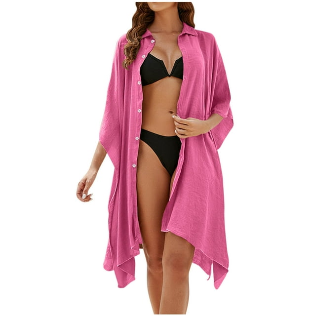 Taqqpue Robe d'Été Légère et Fluide pour Plage, Vacances, Manches Longues, Plusieurs Couleurs