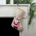thumbnail image 2 of Northlight 19" Burlap Standing Santa With Present Bag Christmas Stocking, 2 of 4