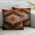 thumbnail image 3 of Nawypu  Throw Pillow Covers Tribal Abstract Dark Red and Yellow Vintage Carpet Pattern Decorative Pillow Cases Home Decor Standard Square Floral Pillowcases, 3 of 5
