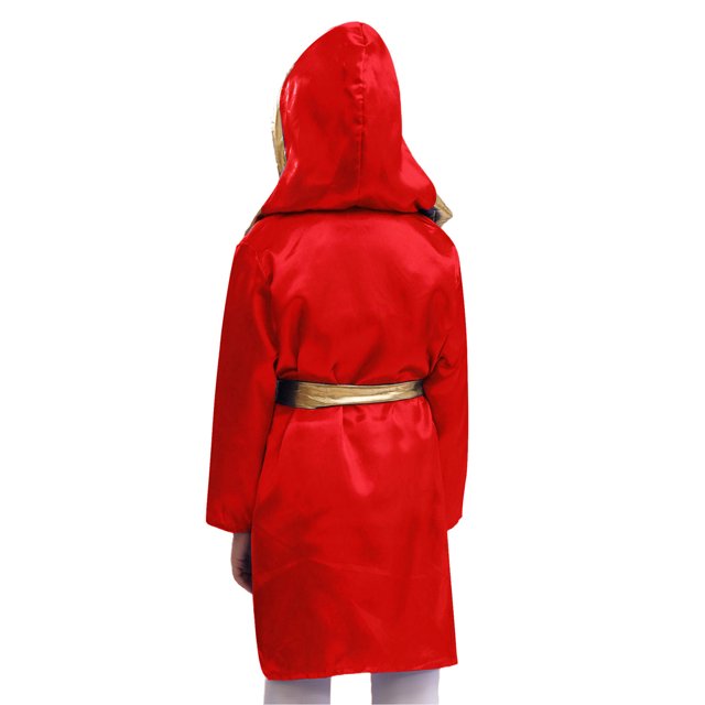 Kids 3Pcs Boxing Kickboxing Outfits Boys Boxer Training Uniform Hooded Robe with Sports Vest Shorts Set Red 14