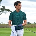 thumbnail image 3 of Fotbe Navy blue sparkling Pattern Men’s Golf Polo Shirt – Breathable Performance Golf Shirt with Button-Down Collar-3X-Large, 3 of 6