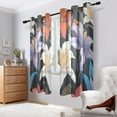 thumbnail image 6 of White and Purple Flowers Semi Sheer Curtains for Living Room Bedroom Set of 2 Insulated Window Drapes, 6 of 6