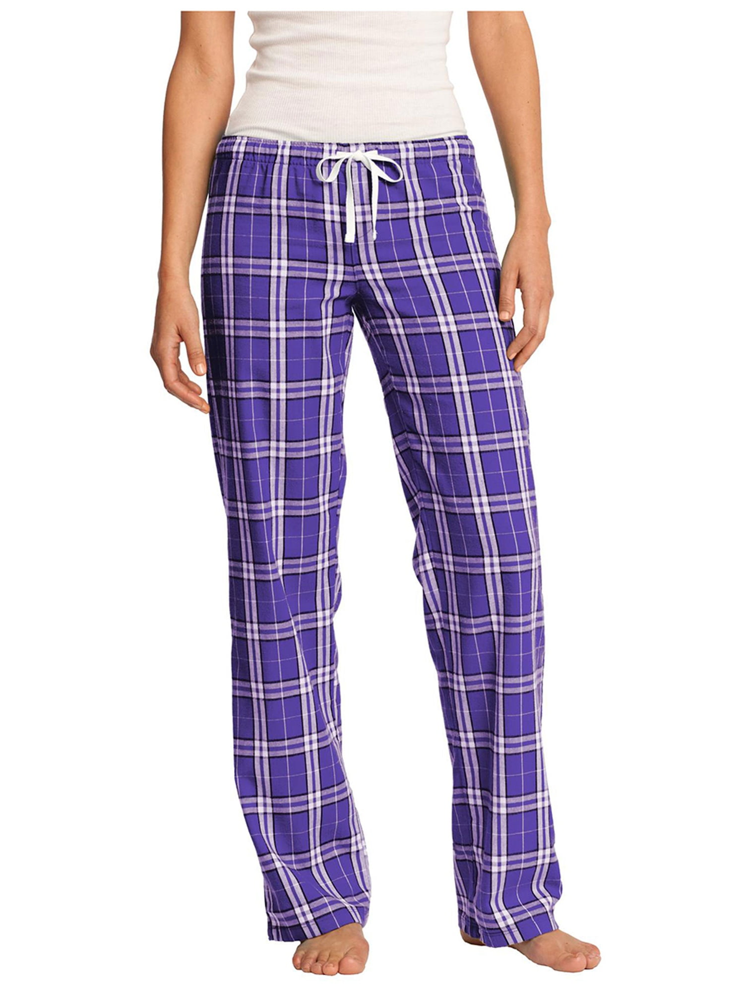 District Women's Elastic Waistband Flannel Plaid Pant