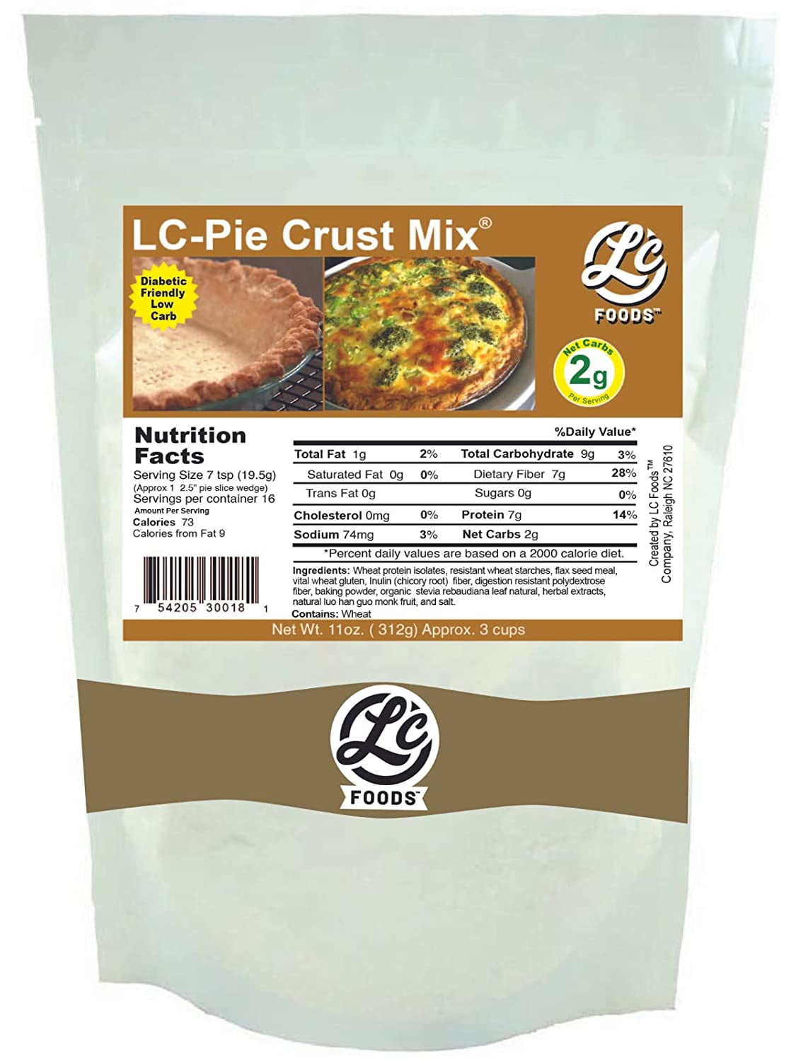 Low Carb Pie Crust Mix | Natural Ingredients | Protein & Fiber Rich | Diabetic Friendly | Flaky & Delicious (11oz)