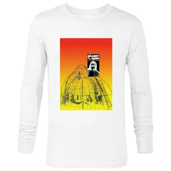 Planet of the Apes 1968 Dr Zaius and Cage Vintage Poster Art - Long Sleeve T-Shirt for Men - Customized-White