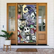 The Nightmare Before Christmas Door Cover Decorated Banner Tapestry Home Decoration Holiday Party Supplies Door Banner Porch Sign Banner 72.8 x 35.4 Inch
