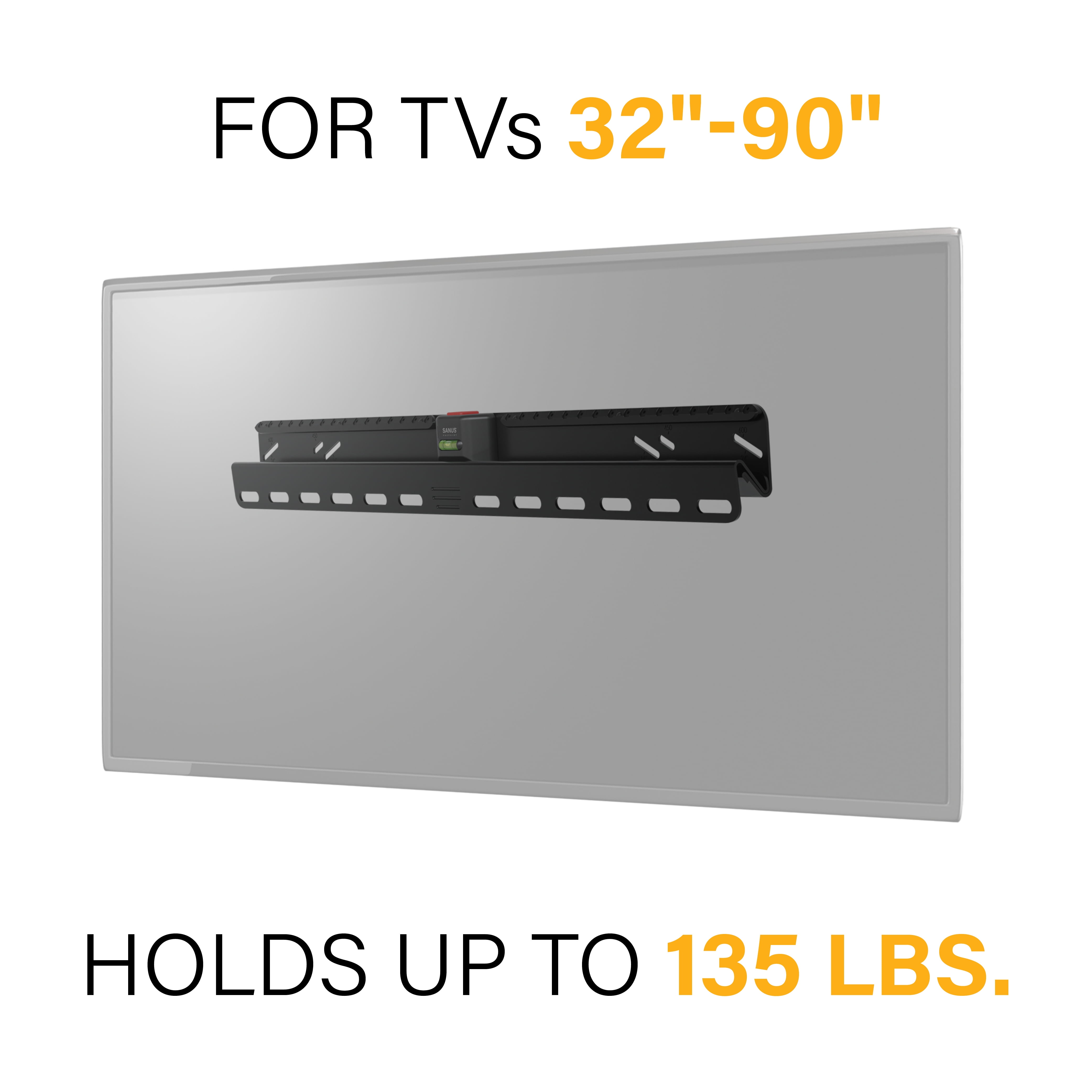 Sanus VuePoint Fixed-Position Low Profile TV Wall Mount for 32"-90" TVs (F62) Can Be Installed on Drywall, Wood Stud, Concrete and Concrete Block