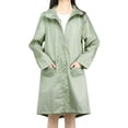 thumbnail image 1 of Bearachild Chubasquero impermeable y ligero para mujer, con capucha, para exteriores, senderismo, chaqueta larga, Poncho Paraguas de lluvia matcha L Bearachild JJ13982-08, 1 of 6